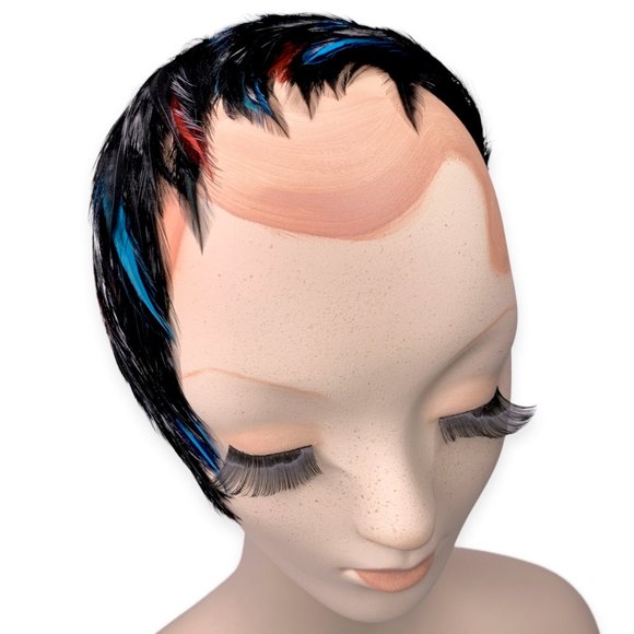 Vintage West Germany Black Blue Red Feather Juliette Headband Hat Pin Up main image 7